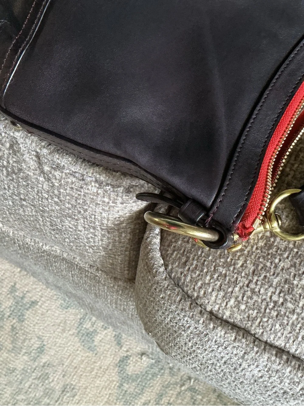 Coach black Leather Crossbody with orange Accents